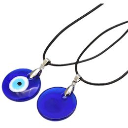 Pendentif Colliers 30mm coloré glaçure bleu mauvais œil colliers mode chanceux turc clé collier pour ami bijoux cadeau livraison directe Dhx65