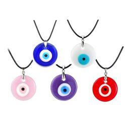 Pendentif Colliers 30mm résine colorée mauvais yeux colliers mode turc chanceux bleu oeil collier pour ami bijoux cadeau goutte livrer Dhinz