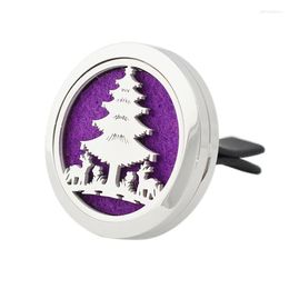 Pendentif Colliers 30mm En Acier Inoxydable Cadeau Bijoux Arbre De Noël De Voiture Huile Essentielle Diffuseur Médaillon Évent Clip