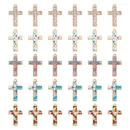 Pendentif Colliers 30pcs émail croix charmes alliage de métal pour bijoux de bricolage faisant bracelet à la main collier artisanat résultats