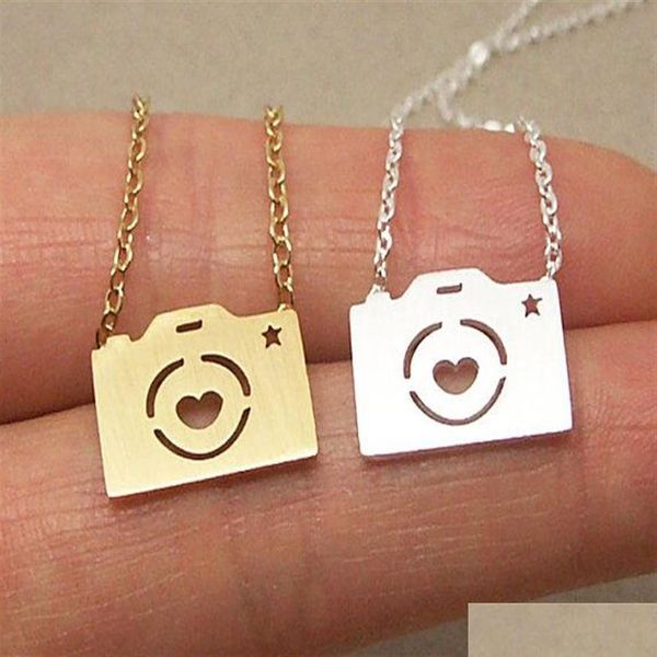 Pendentif Colliers 30pcs Gold Sier Love Camera Colliers Mignon Pographes Photos Tir Clavicule Bijoux Accessoire pour Favors252F Drop Dhj9G