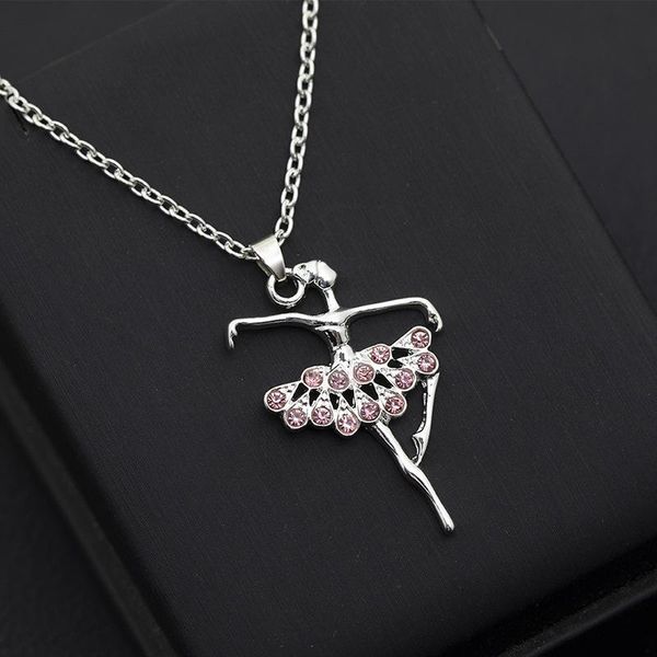 Pendentif Colliers 30pcs Mère Cadeau Caractère Fille Danse Ballet Sport Collier Simple Frais Rose Zircon Clavicule Chaîne BijouxPendentif