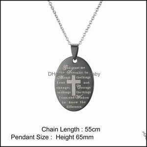 Hangende kettingen 30 stcs Sereniteit Gebed Jezus kruis roestvrij stalen hangers ketting christelijke god schenken me sieraden drop de lulubaby dhcff