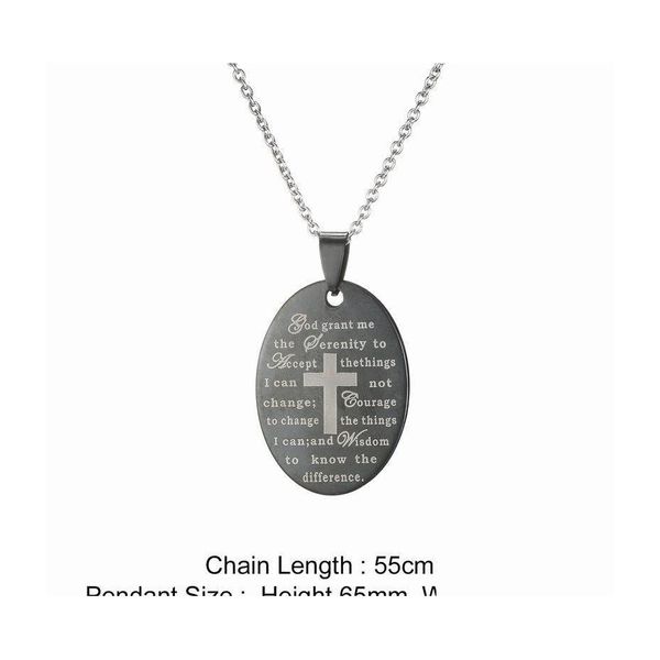 Pendentif Colliers 30 pièces prière de sérénité jésus croix pendentifs en acier inoxydable collier chrétien dieu m'accorde bijoux livraison directe Dh7Zi