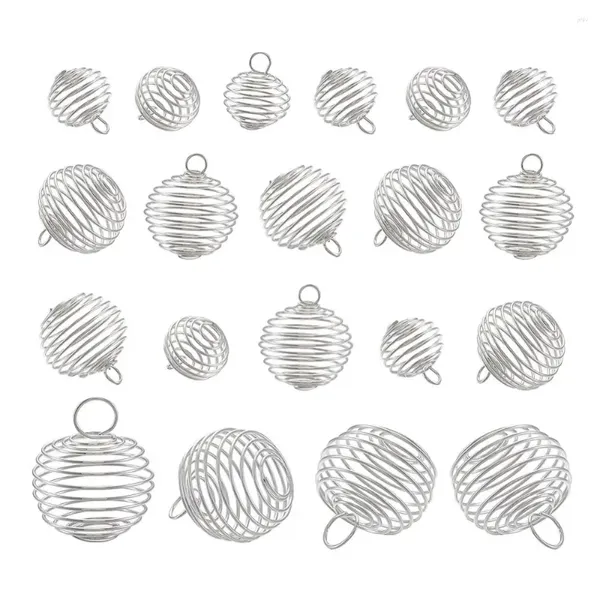 Pendentif Colliers 30pcs / Set DIY Bijoux Fabrication Spirale Perle Cage Charmes Pendentifs Fil Pour Femmes Hommes Accessoires