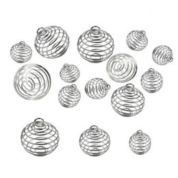 Pendentif Colliers 30PCS / Set Argent Plaqué Rond Alliage Spirale Perles Cages Pendentifs Composant De Mode Charmes DIY Fabrication De Bijoux Bracelet Collier