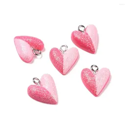 Pendentif Colliers 30pcs Deux Tons Résine Opaque Coeur Charme Pendentifs Rose Pour Femmes Bijoux De Mode Accessoires De Bricolage 16x13.5x4.8mm