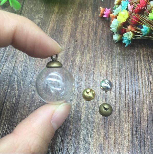 Pendentif Colliers 30sets / lot 20 5mm Bulle de verre avec 8mm Perles Cap Set DIY Bouteille Flacon Collier Charms Bijoux Finidngs