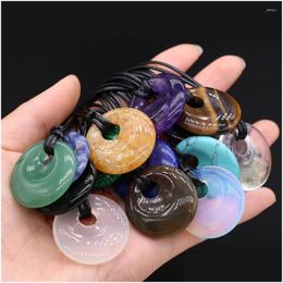 Collares pendientes 30X30Mm Big Hole Beads Necklace Natural Agates Stone para mujeres Diy Making Jewerly Party Gift 8.5Mm Drop Delivery J Dhluk