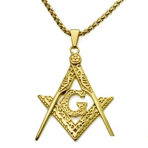Colliers pendentifs 316 en acier inoxydable Mason Signet collier maçonnique pendentifs Ag emblème charme bijoux pour hommes livraison directe Dha4O