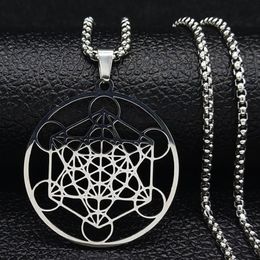 Colliers pendants 316 Collier de cube métatron en acier inoxydable Star de David Chakra Yoga Meditation Hip-Hop Man Woman Jewelry Gift 290A