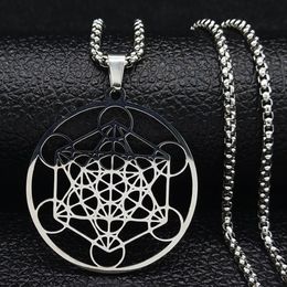 Colliers pendants 316 Collier de cube de métatron en acier inoxydable Star de David Chakra Yoga Meditation Hip-Hop Man Woman Jewelry Gift 267H
