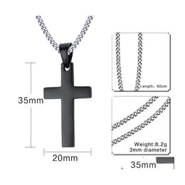 Hangende kettingen 316L roestvrij staal Cross Men S Religie Faith Titanium Crucifix Charm Link Chain For Women Fashion Jewelry Drop Otifn