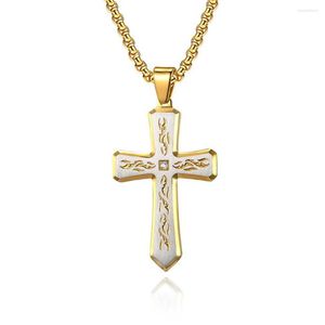 Pendentif Colliers 316L Collier en acier inoxydable Croix Collier Titanium Crucifix Bijoux religieux pour hommes et femmes
