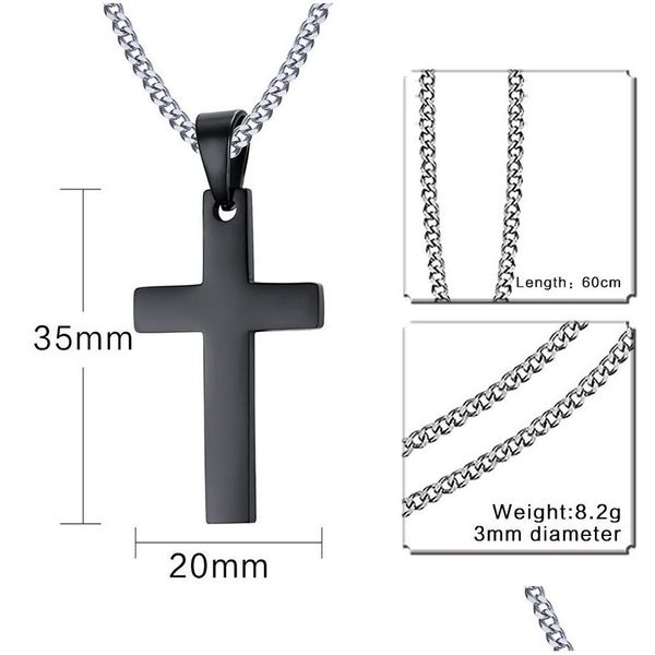 Pendentif Colliers 316L Croix en acier inoxydable Hommes S Relin Faith Titanium Crucifix Charm Link Chaîne pour femmes Mode Bijoux Drop Deliv Dh3Hk