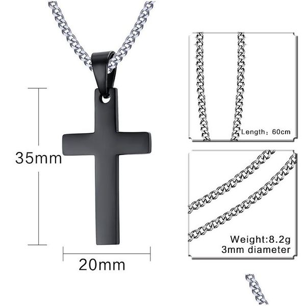 Pendentif Colliers 316L Croix en acier inoxydable Hommes S Relin Faith Titanium Crucifix Charm Link Chaîne pour femmes Mode Bijoux Drop Deliv Dh3Mn