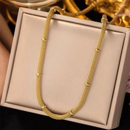 Pendentif Colliers 316L Mode en acier inoxydable Bijoux haut de gamme Minimalisme Perles Soudage Charme Serpent Chaîne Collier Bracelets Pour Femme