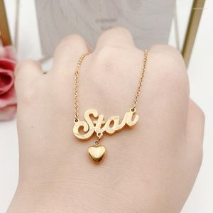 Hangende kettingen 316L roestvrij staal Fashion luxe sieraden Lettering Star Love Heart Lips Charms Chain Choker For Women