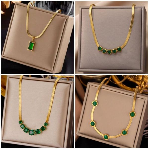 Collares colgantes de acero inoxidable 316L, Collar de circón de Color dorado para mujer, Collar Vintage para mujer, cadena de moda para chicas, regalo de joyería para el cuerpo