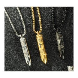 Hangende kettingen 316L roestvrij staal open heren cross -schrift Locket charme gouden ketens voor dames hiphop sieraden drop levering pen otabs