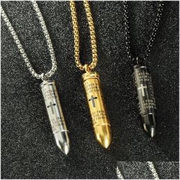 Pendentif Colliers 316L acier inoxydable ouvert pendentif colliers hommes croix écriture médaillon charme chaînes en or pour les femmes Hip Hop bijoux Dhn3J