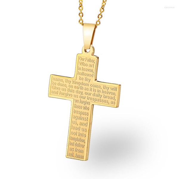 Collares pendientes 316L Acero inoxidable Oración Biblia Cruz con cadena Collar de moda Joyería para hombres Mujeres