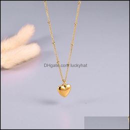 Pendentif Colliers En Acier Inoxydable 316L Petit Coeur Solide Collier Perlé Chaîne Doux Amour Pour La Saint Valentin Bijoux Drop Delivery Pe Otquh