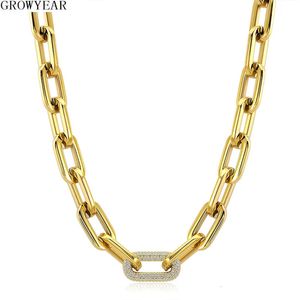 Collares colgantes 316L Acero inoxidable Mujeres Hombres Oro Plata Color Pesado Grueso Grandes Enlaces Collar de cadena con cristales Bling Collar Punk Joyería 231204