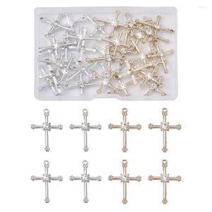 Pendentif Colliers 32 Pcs Croix Charmes En Alliage De Zinc Pendentifs Avec Strass Religion Christian Métal Pour DIY Bracelet Collier