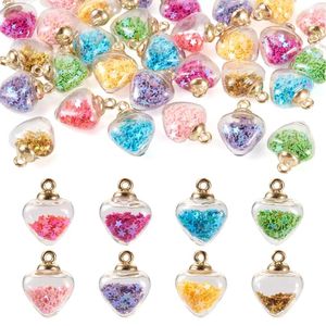 Pendentif Colliers 32pcs Bouteille de pendentifs de gourde en verre avec des cabochons de résine d'étoile de paillettes pour bricolage porte-clés bracelets fabrication de bijoux