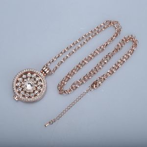 Pendentif Colliers 35mm Coin Collier Fit 33mm Titulaire Femmes Fille Décoratif Bijoux De Mode Cristal Rose OrPendentif ColliersPendentif