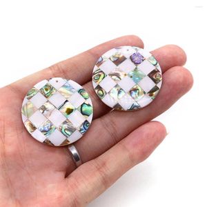 Hanger Kettingen 35mm Ronde Natuurlijke Abalone Shell Zwarte Mode Splice Voor Sieraden Maken Ketting Armband Accessoires Decoratie