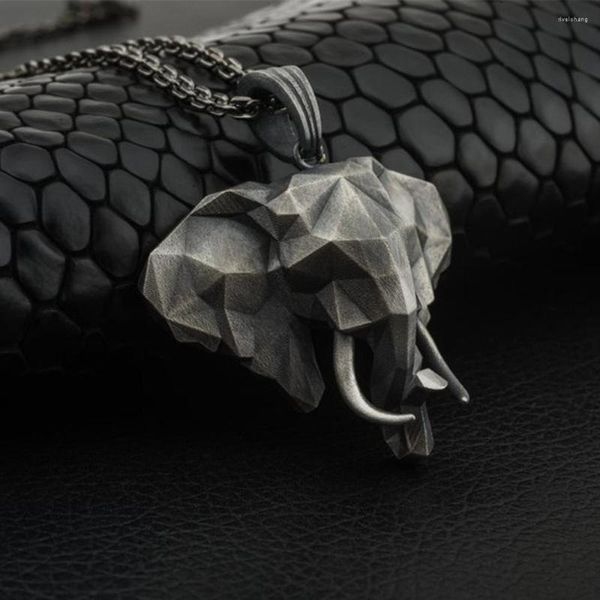 Collares colgantes Collar de cabeza de elefante 3D Feng Shui Invitando a la riqueza Gargantilla de animales para mujeres y hombres Cadena de suéter Joyería de la suerte