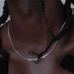 Colliers pendants 3 mm en acier inoxydable FR Collier en chaîne NK en relief pour femmes hommes bijoux hip hop couleurs argentées
