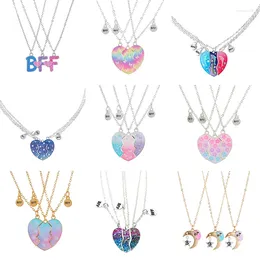 Collares colgantes 3Pack Forma de corazón Mariposa Flor Estrella Glitter Girls Friend BFF Collar para 3 Ies Amistad Joyería Regalos