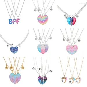 Hanger Kettingen 3Pack Hartvorm Vlinder Bloem Ster Glitter Meisjes Vriend BFF Ketting Voor 3 Ies Vriendschap Sieraden Geschenken