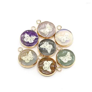 Pendentif Colliers 3PC Collier Papillon Rond Pierre Naturelle Rose Quartz Opale Plaqué Or Motif Charmes Femmes Faisant Bracelet À Bricoler soi-même Bijoux