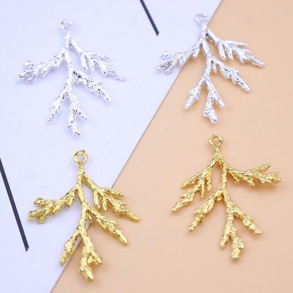 Pendant Necklaces 3 pièces breloques en alliage creux 0.3kg Antique argent/or couleur Branches de pin pendentifs bijoux à bricoler soi-même collier accessoires de cheveux