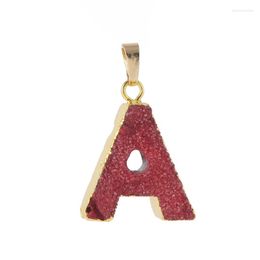 Pendentif Colliers 3pcs Alphabet Lettre Charmes Numéro A Lettres Nature Pierre Or Drusy Druzy Pour Bijoux Abecedario RT-070-A