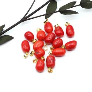 Pendentif Colliers 3pcs Charms Corail Rouge Perle Artificielle Pour Femmes Hommes Faisant DIY Bijoux Boucles D'oreilles Collier Cadeau 13.5x9.5mm