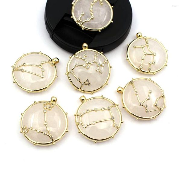 Colliers pendants 3pcs Designer Collection Natural White Quartz Stone Zodiac Douze constellations