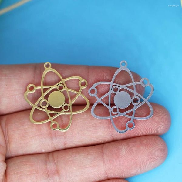 Colliers pendants 3pcs / lot atome en sciences physiques Charme pour les bijoux fabrication de bracelet en acier inoxydable