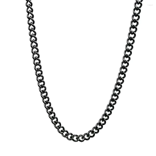 Colliers pendants 3 pcs lot noir Collier de chaîne de liaison en acier inoxydable noir pour femmes bijoux de mode pour hommes en vrac 4,5 mm 18-28 pouces