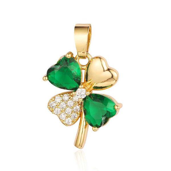 Colliers de pendentif 3pcs / lot Clover à quatre feuilles Green CZ Pendant Crescent Crescent Zircon Charme Femme Femme Diy Bijoux Collier Making Pendants 240410