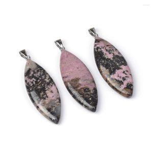 Pendentif Colliers 3 pcs/Lot Cheval Oeil Forme Kambaba Jaspe Mousse Agate Rose Quartz Rhodonite Pierre Pour Collier