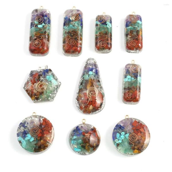 Pendentif Colliers 3pcs / lot Cristal Naturel Mélange Forme Coloré Pierre Artificielle Charmes Pour Femmes Mode Bijoux Cadeau