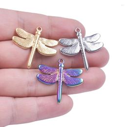 Pendentif Colliers 3pcs / lot en acier inoxydable animal insecte libellule charmes pour la fabrication de bijoux boucles d'oreilles accessoires en vrac