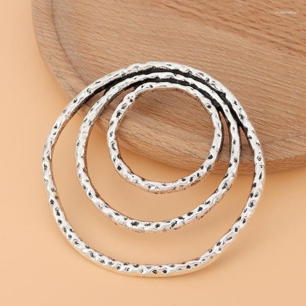 Pendentif colliers 3 pièces/lot tibétain argent Boho grand martelé 3 anneaux cercles charmes pendentifs pour collier à faire soi-même fabrication de bijoux résultats