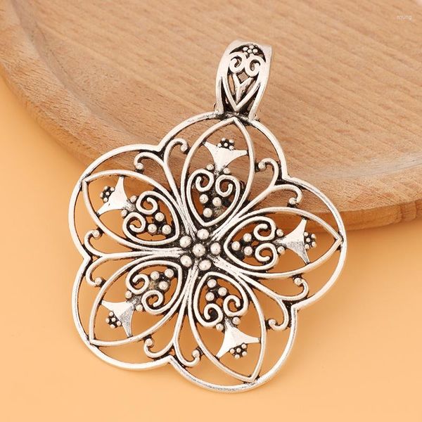 Pendentif colliers 3 pièces/lot tibétain argent creux ouvert grande fleur en filigrane charmes pendentifs pour collier à faire soi-même fabrication de bijoux résultats