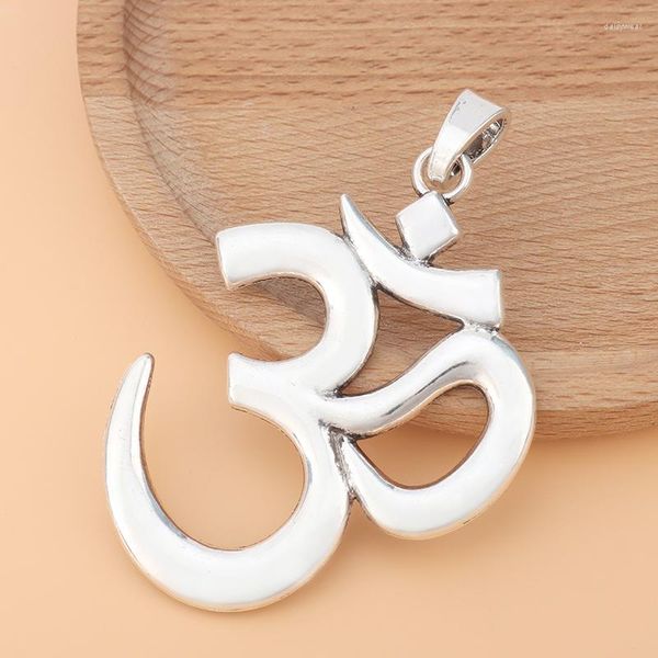 Pendentif Colliers 3 pcs/Lot Tibétain Argent Grand OM AUM Yoga Symbole Charmes Pendentifs Pour DIY Collier Fabrication de Bijoux Résultats Accessoires